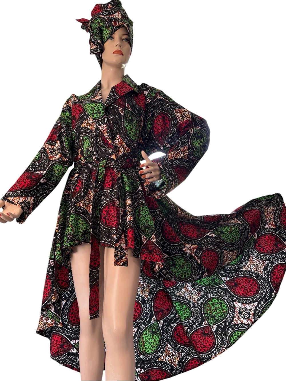 African Ankara High Low Peplum Top / 3 Pieces